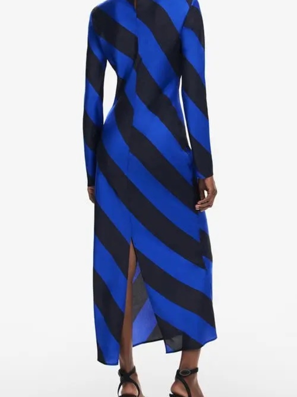 Desigual Blue and Black Diagonal Stripe Long Sleeve Maxi Dress